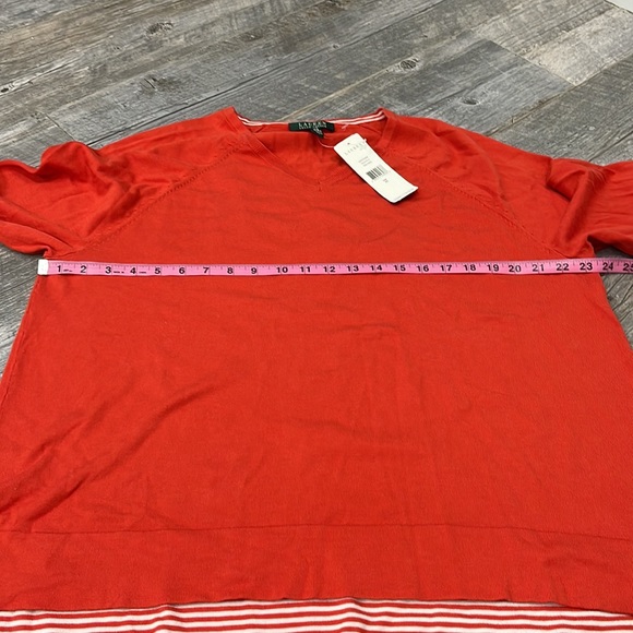 NWT Lauren Ralph Lauren Women V-Neck Hi-Low All Season Sweater in Orange Size 2X - Picture 6 of 6